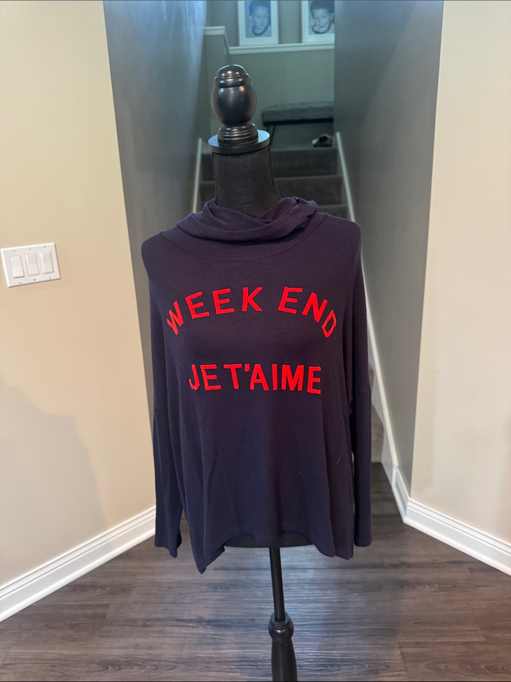 Sundry Navy Pullover With Red Logo Tag